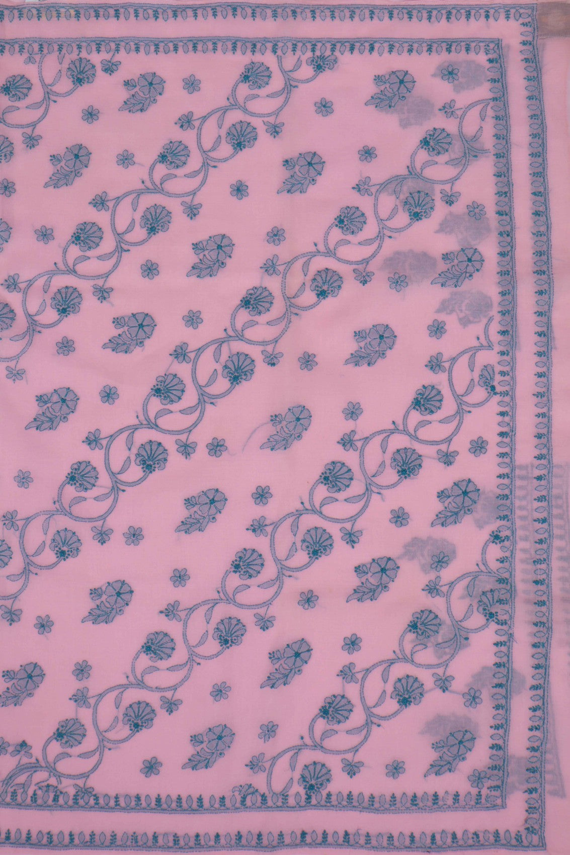 Ada Hand Embroidered Pink Cotton Lucknowi Chikankari Saree with Blouse A173137