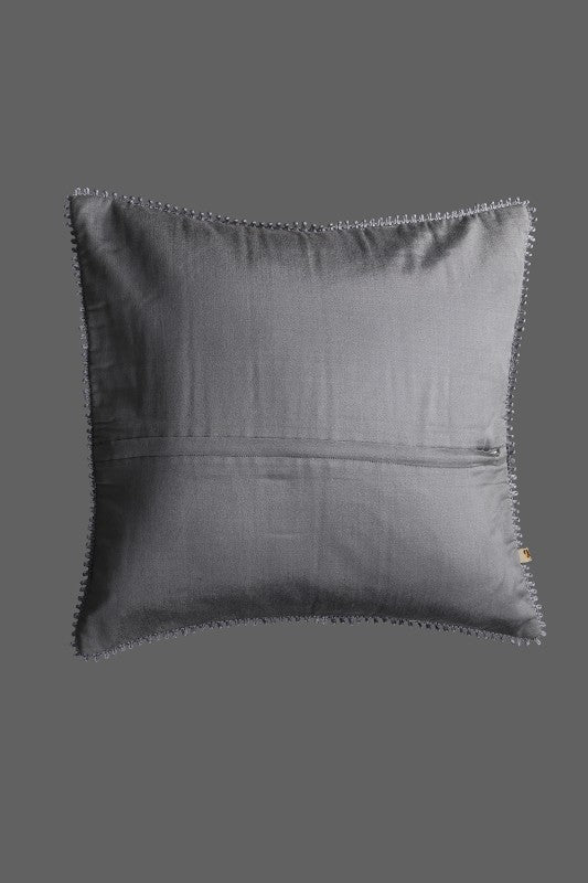 Ada Hand Embroidered Grey Cotton Lucknowi Chikankari Cushion Cover 01A247006
