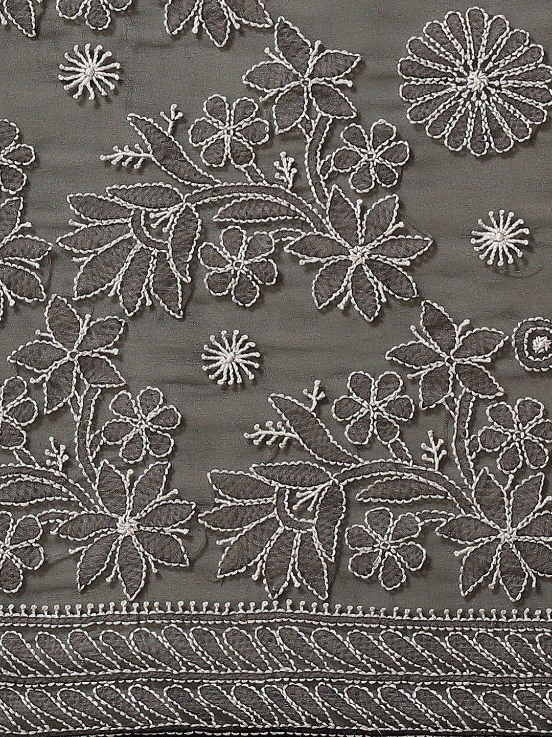 Ada Hand Embroidered Black Georgette Lucknowi Chikankari Saree with Blouse A311338