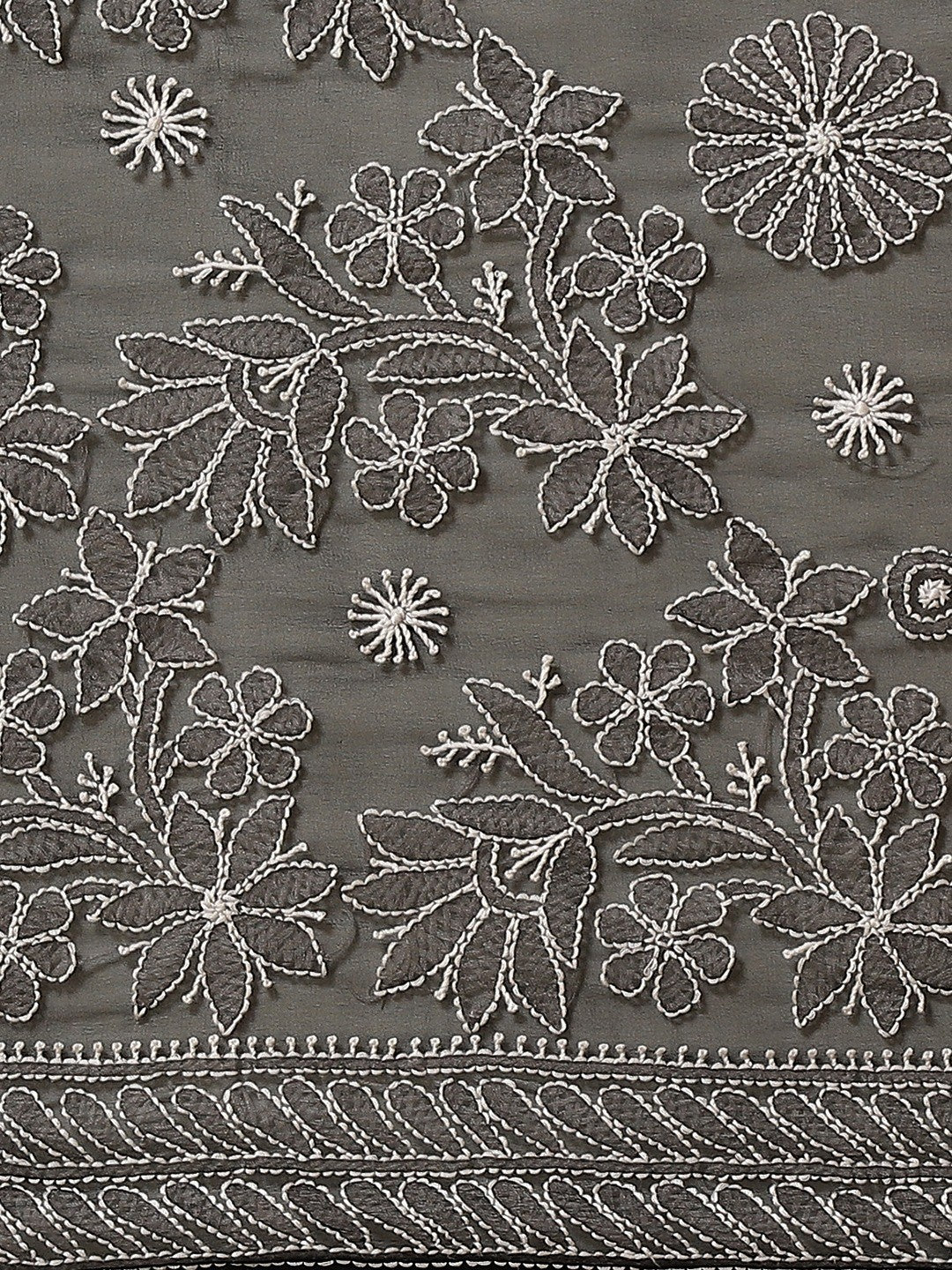 Ada Hand Embroidered Black Georgette Lucknowi Chikankari Saree with Blouse A311338