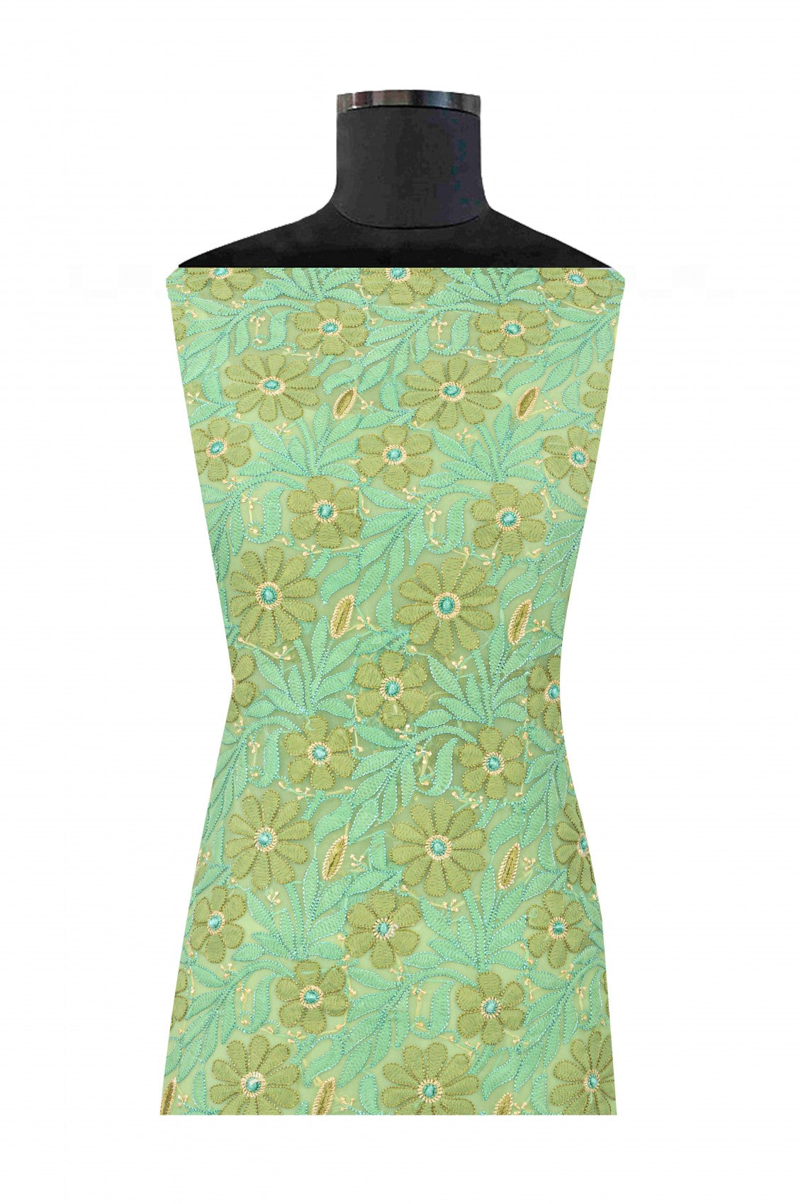 Ada Hand Embroidered Lime Green Georgette Lucknowi Chikankari Unstitched Suit Piece 01A172858