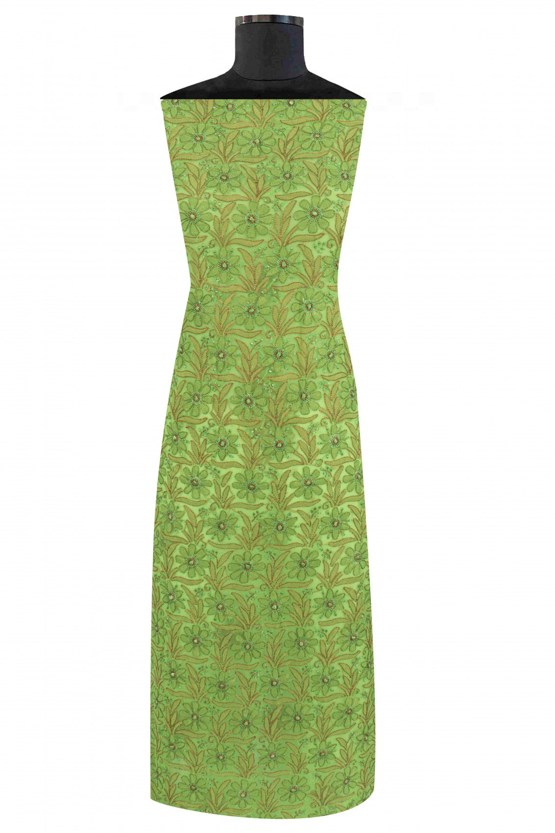 Ada Hand Embroidered Sheen Green Georgette Lucknowi Chikankari Unstitched Suit Piece 01A160839