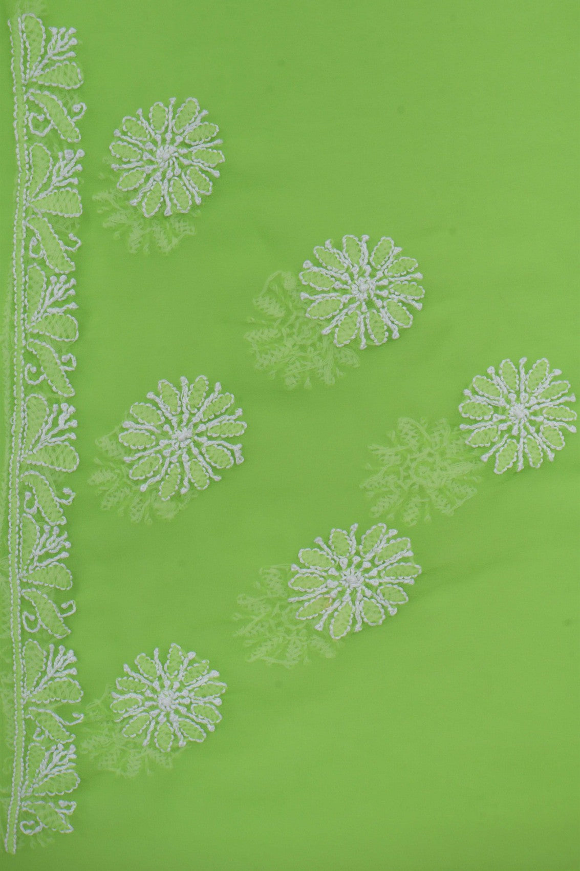 Ada Hand Embroidered Parrot Green Georgette Lucknowi Chikankari Saree With Blouse A599391