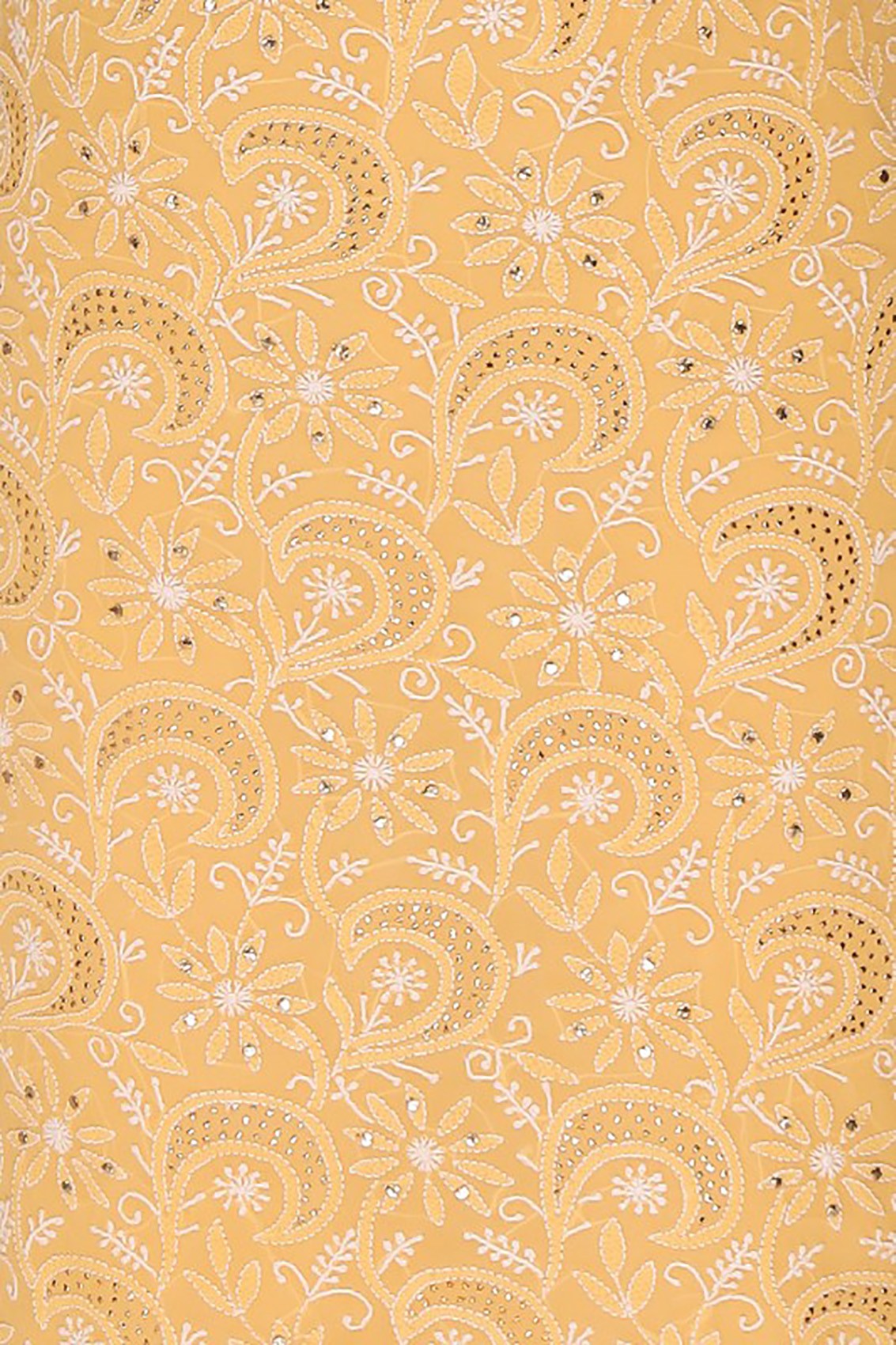 Ada Hand Embroidered Yellow Pure Georgette Lucknowi Chikankari Unstitched Kurta Dupatta Set With Muqaish Work A608024