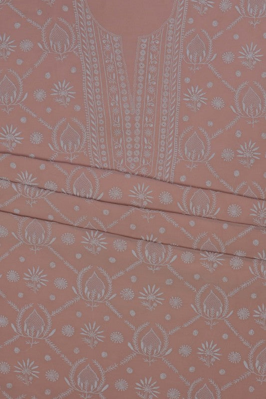 Ada Hand Embroidered Dusty Pink Pure Georgette Lucknowi Chikan Unstitched Suit Piece- A583331