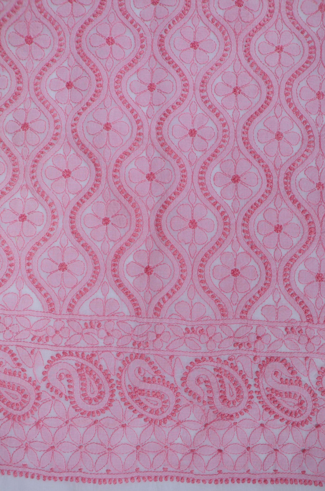 Ada Hand Embroidered White Cotton Lucknowi Chikankari Unstitched Suit Piece 01A204386