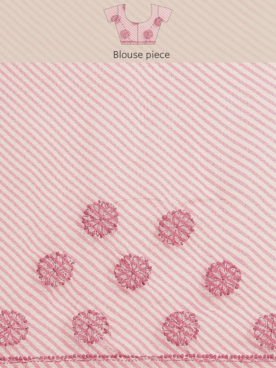 Ada Hand Embroidered Pink Kota Lucknow Chikan Saree With Blouse A311349