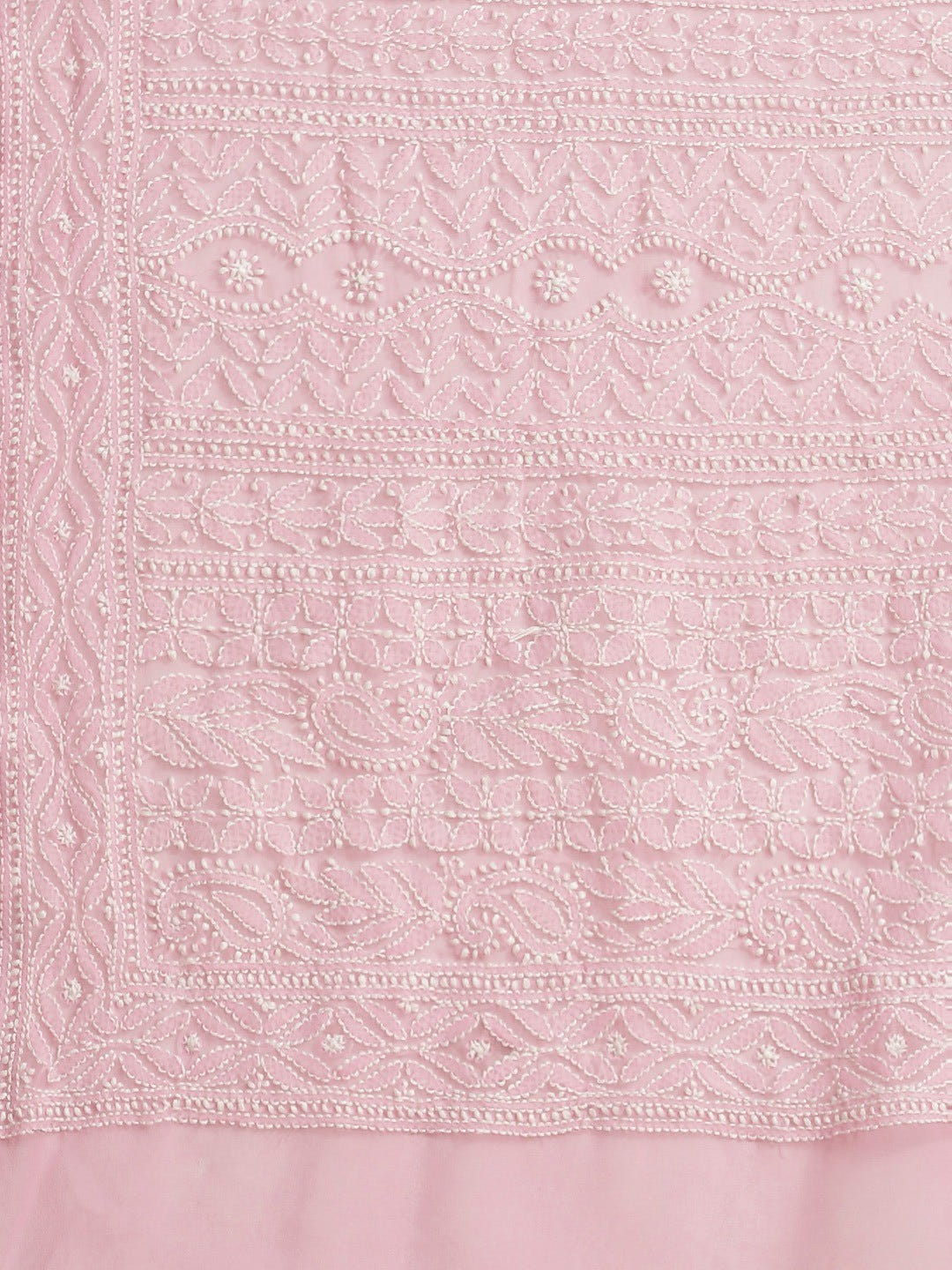 Ada Hand Embroidered Pink Georgette Lucknow Chikan Saree With Blouse A311327