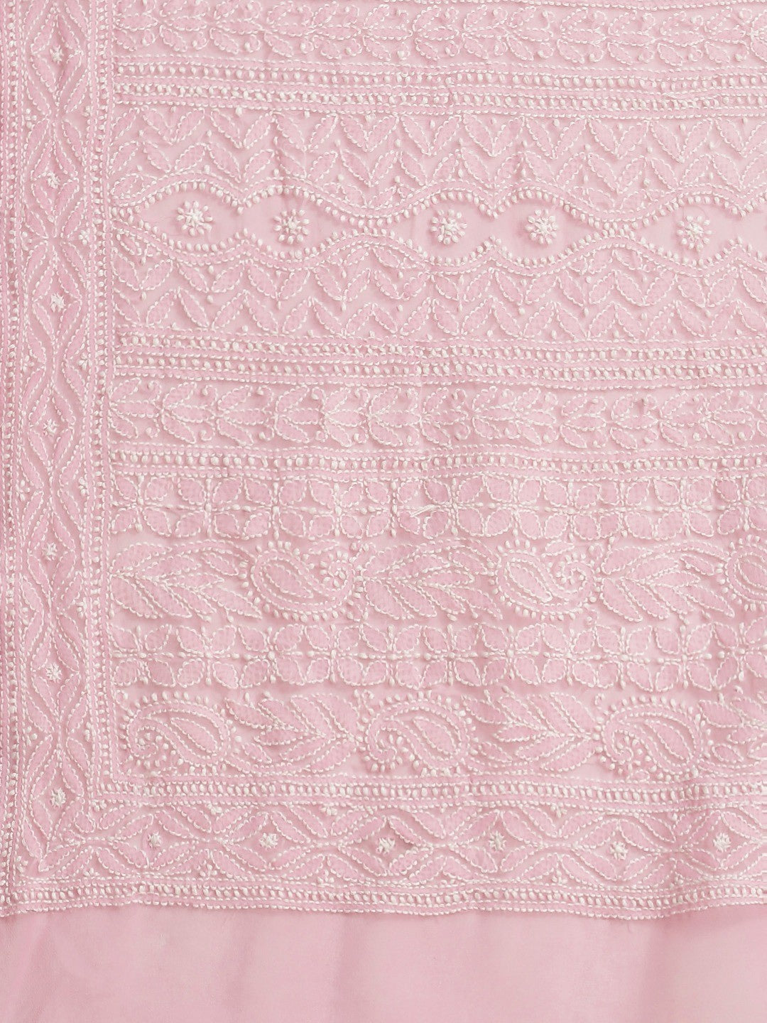 Ada Hand Embroidered Pink Georgette Lucknow Chikan Saree With Blouse A311327