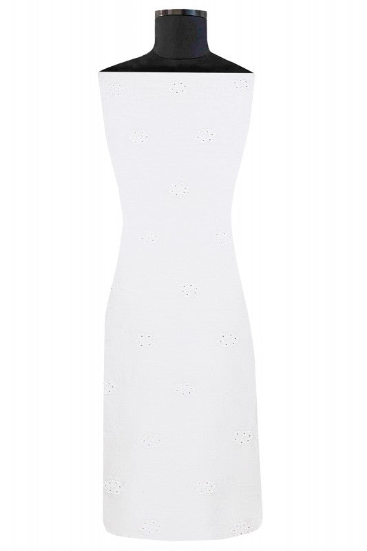 Ada Hand Embroidered White Chanderi Chikan Unstitched Kurta Piece With Muqaish Work- A583347