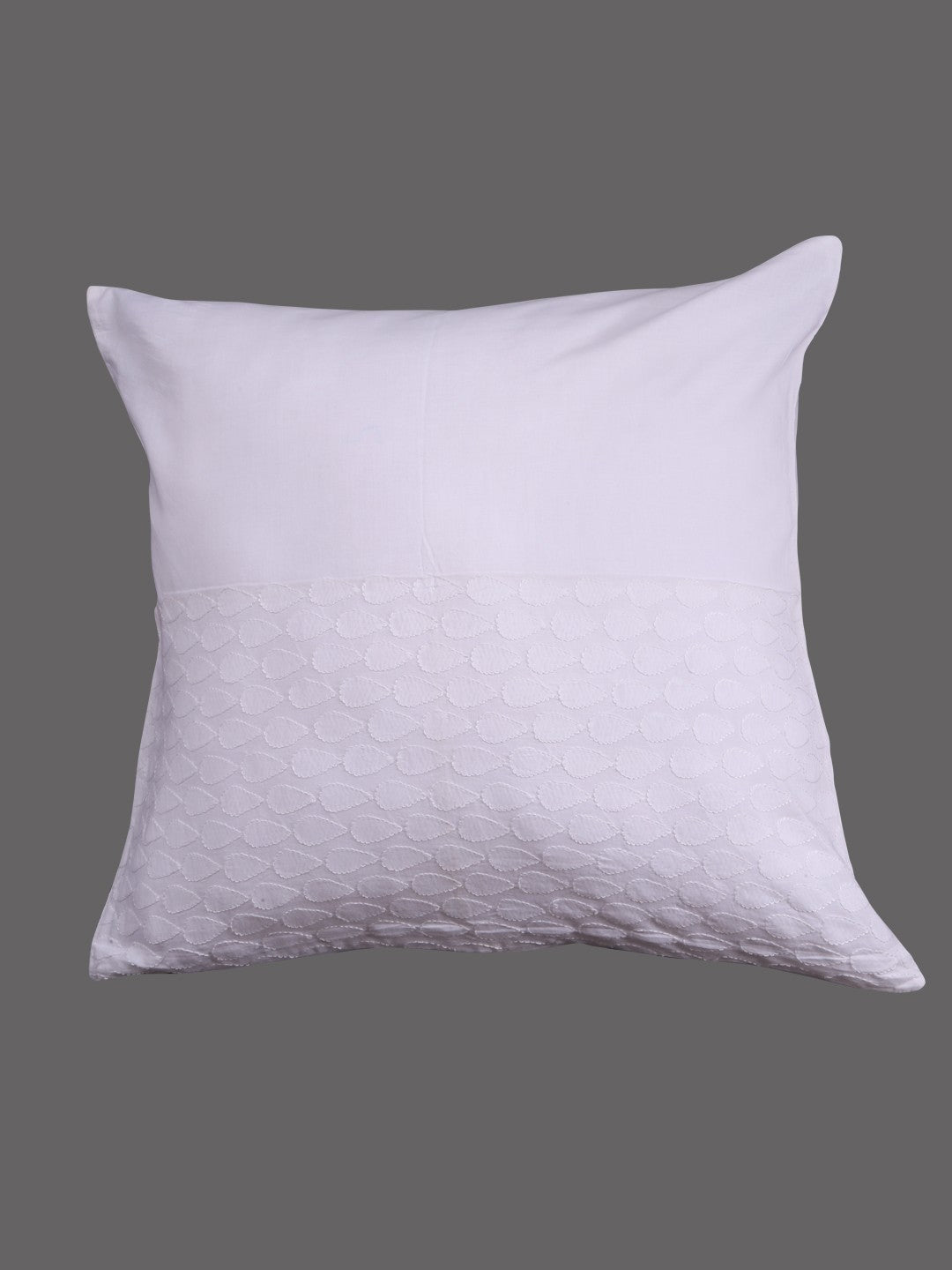 Ada Hand Embroidered White Cotton Lucknow Chikankari Cushion Cover Set Of 5 -A422675