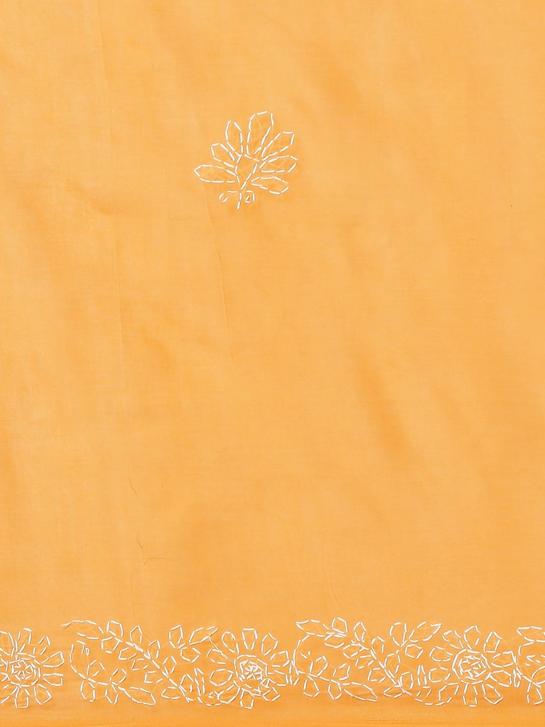 Ada Hand Embroidered Mustard Cotton Lucknow Chikan Saree With Blouse A311128
