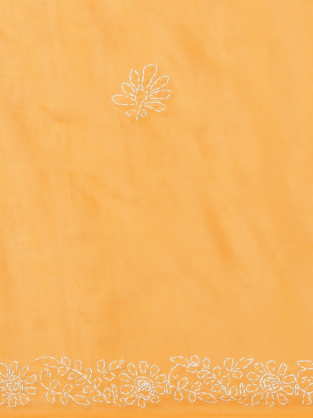Ada Hand Embroidered Mustard Cotton Lucknow Chikan Saree With Blouse A311128