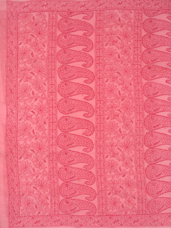 Ada Hand Embroidered Pink Cotton Lucknowi Chikankari Saree with Blouse A590179