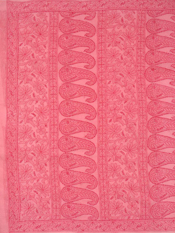 Ada Hand Embroidered Pink Cotton Lucknowi Chikankari Saree with Blouse A590179