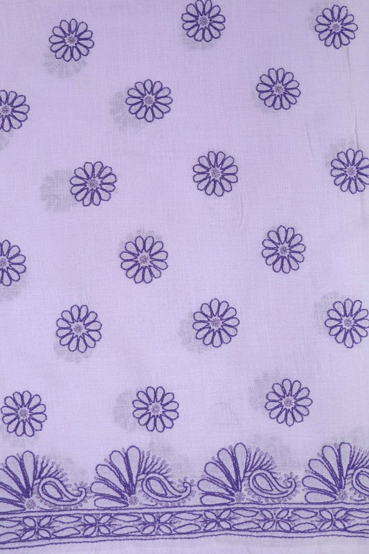 Ada Hand Embroidered Mauve Cotton Lucknowi Chikan Unstitched Suit Piece A176918