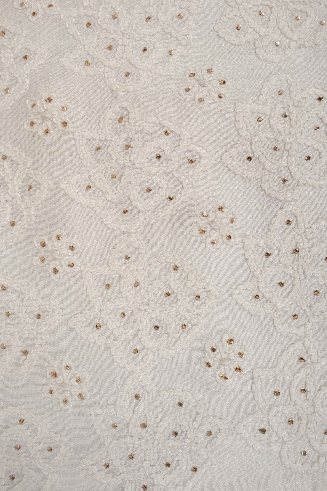 Ada Hand Embroidered Off White Chanderi Chikankari Semi-Stitched Anarkali Kurta Piece With Muqaish Work A544221