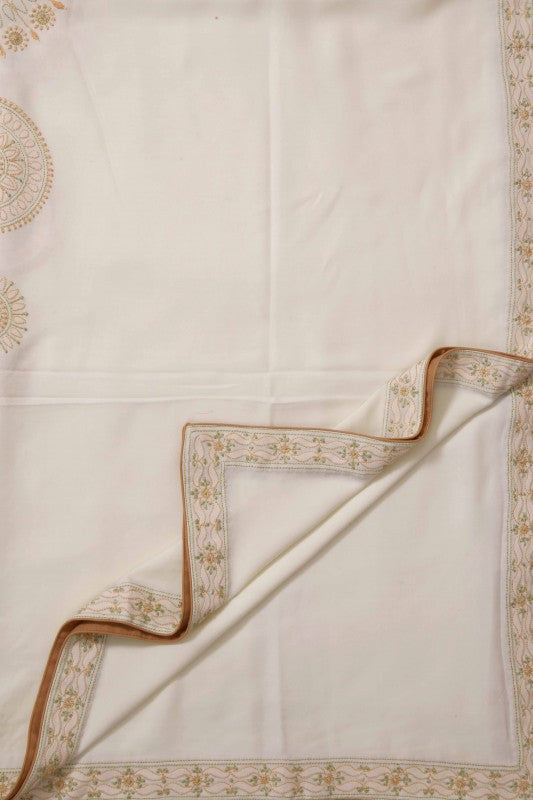 Ada Hand Embroidered White Cotton Lucknowi Chikankari Table Cover-A220543