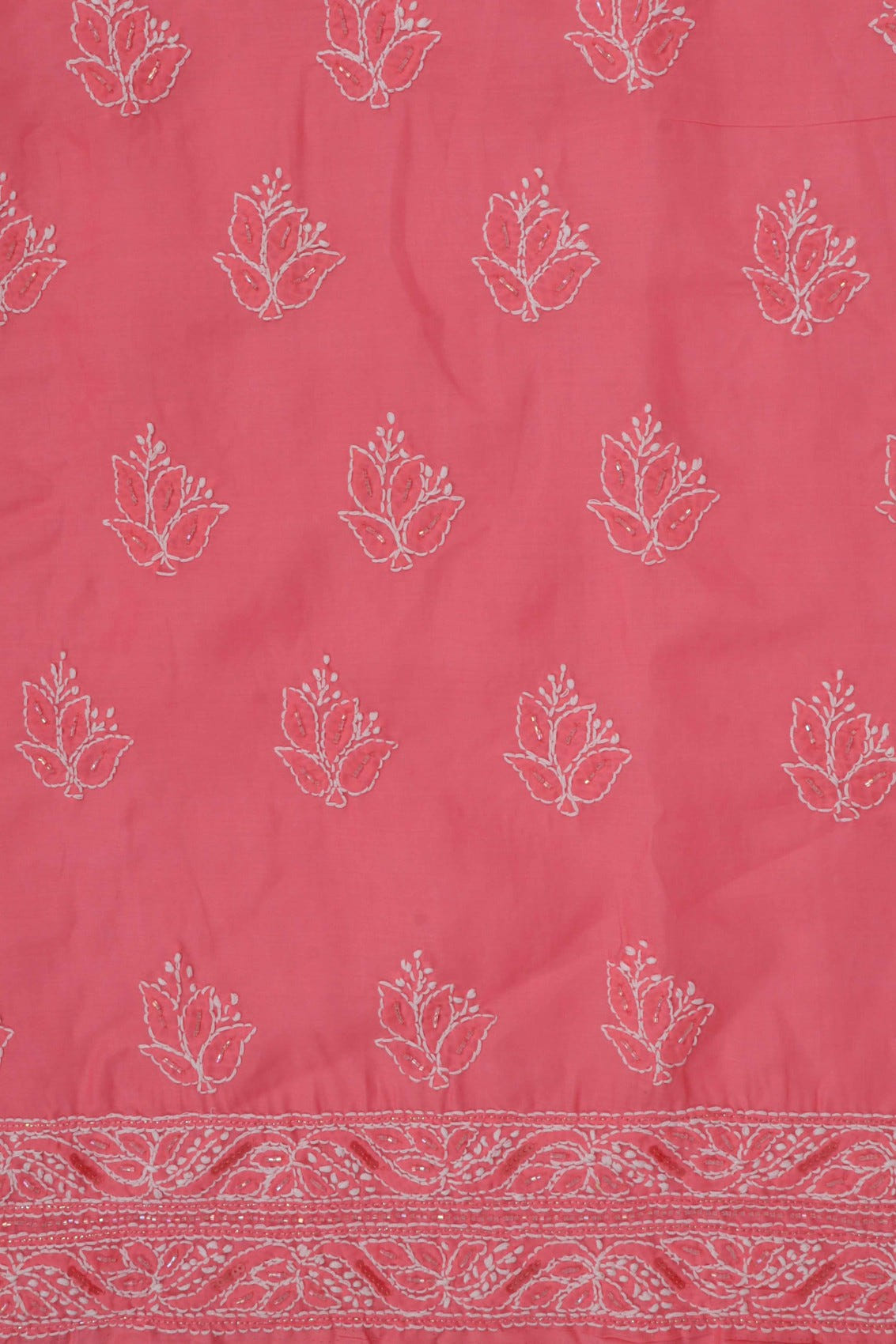 Ada Hand Embroidered Pink Cotton Lucknowi Chikankari Unstitched Suit Piece With Cutdana Work 01A213973
