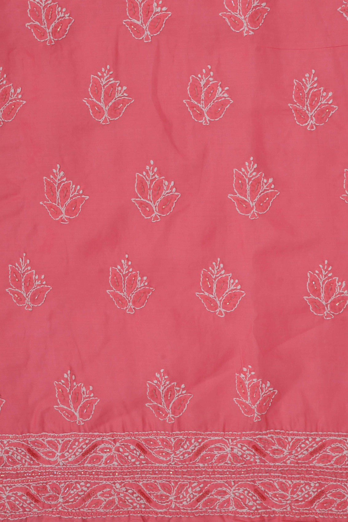 Ada Hand Embroidered Pink Cotton Lucknowi Chikankari Unstitched Suit Piece With Cutdana Work 01A213973