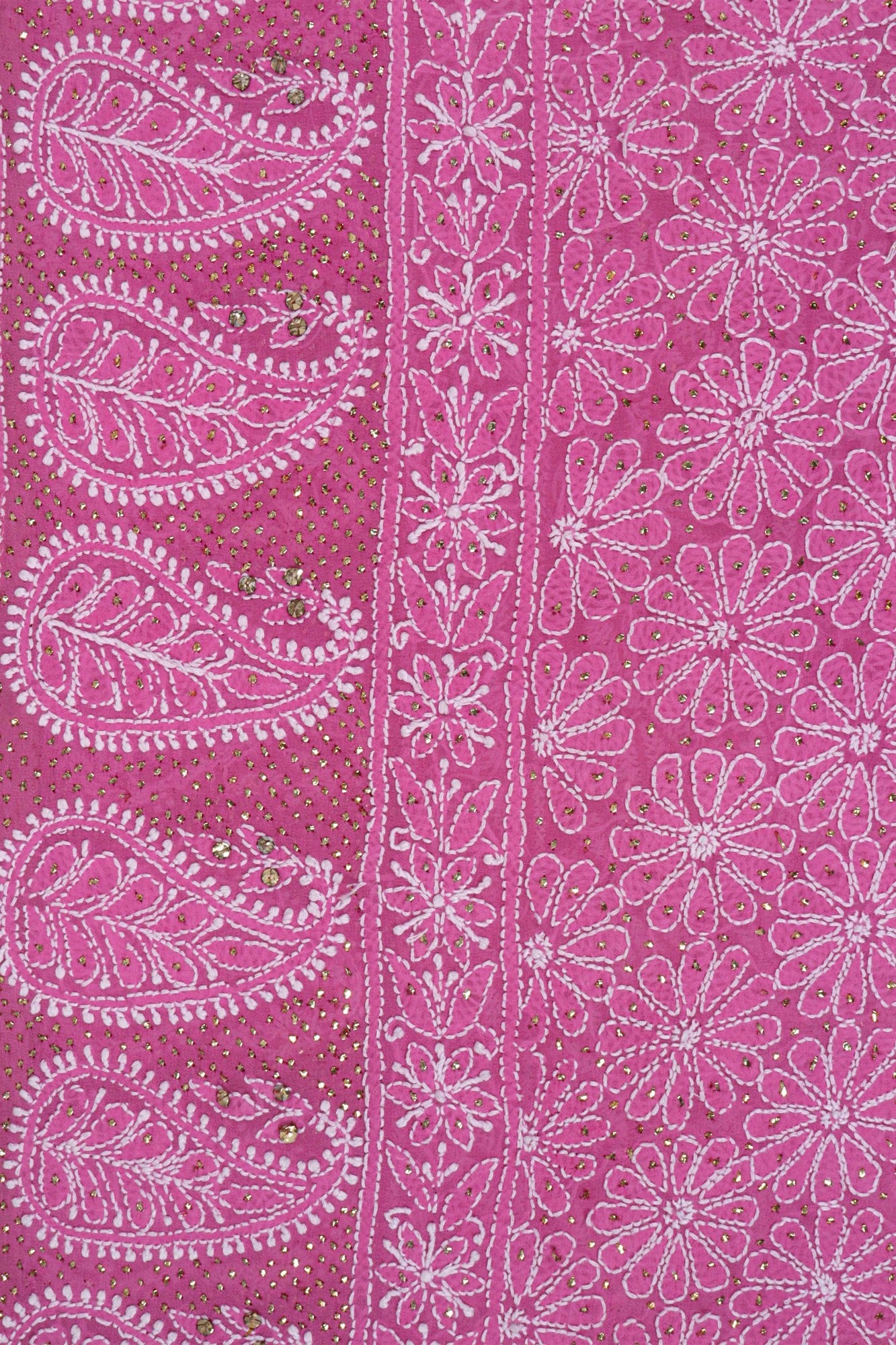 Ada Hand Embroidered Pink Pure Georgette Lucknowi Chikankari Dupatta With Muqaish Work A614824