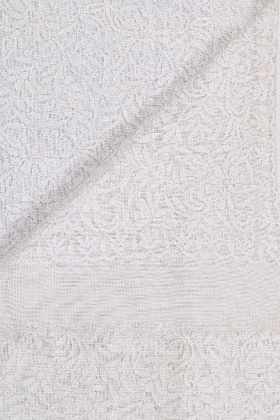 Ada Hand Embroidered White Kota Lucknowi Chikankari Dupatta A476114