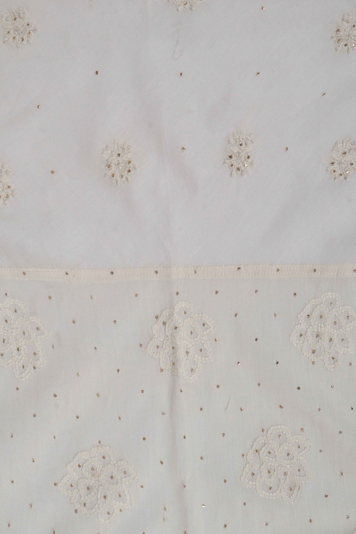 Ada Hand Embroidered Off White Chanderi Chikankari Semi-Stitched Anarkali Kurta Piece With Muqaish Work A544221
