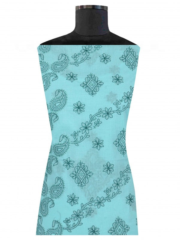 Ada Hand Embroidered Sea Green Cotton Lucknowi Chikankari Unstitched Suit Piece 01A178585