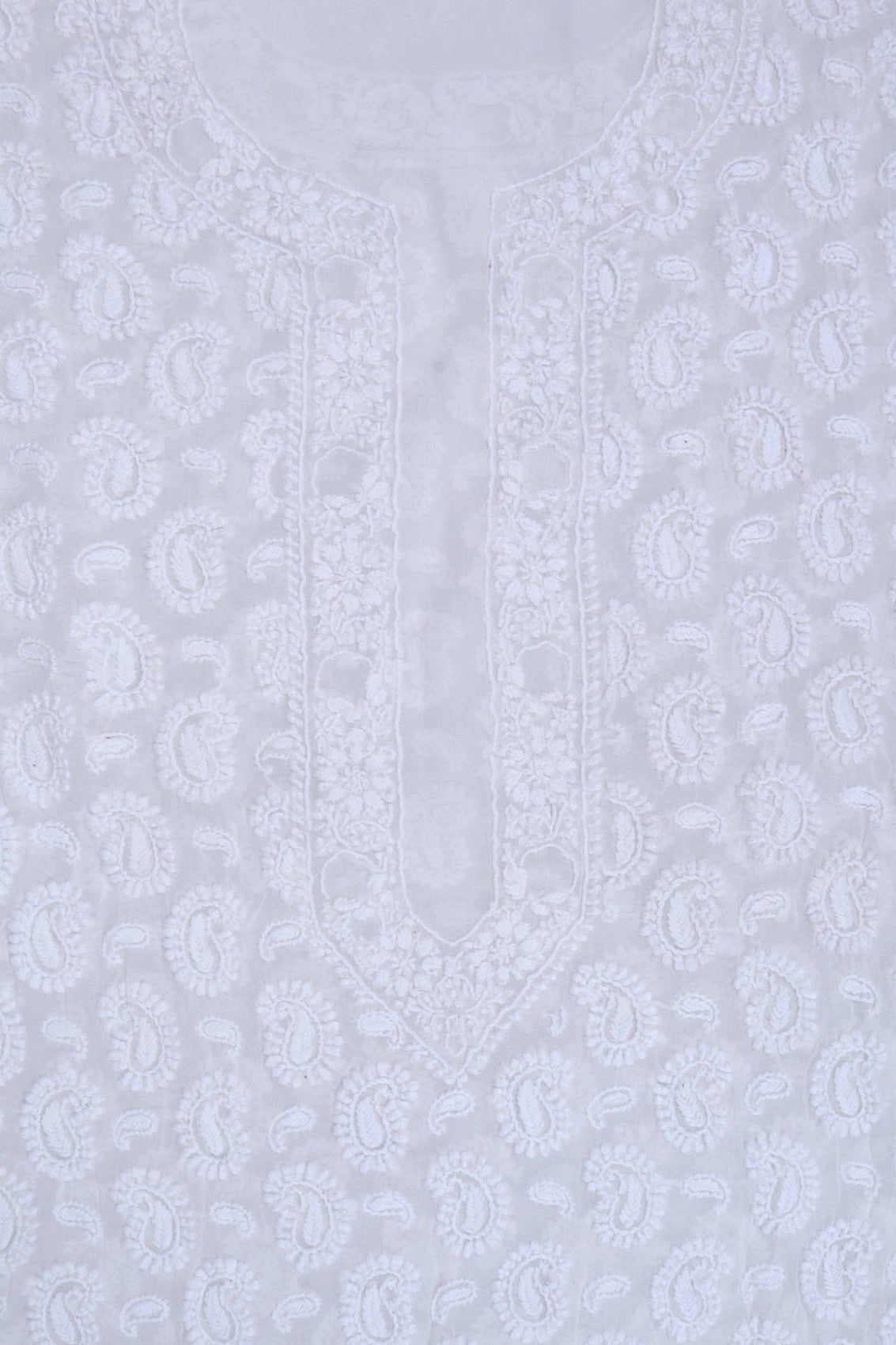 Ada Hand Embroidered White Pure Georgette Lucknowi Chikankari Unstitched Men's Kurta Piece 01A222187
