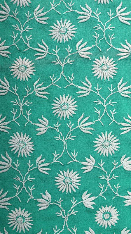 Ada Hand Embroidered Sea Green Pure Georgette Lucknowi Chikan Unstitched Suit Piece A576804