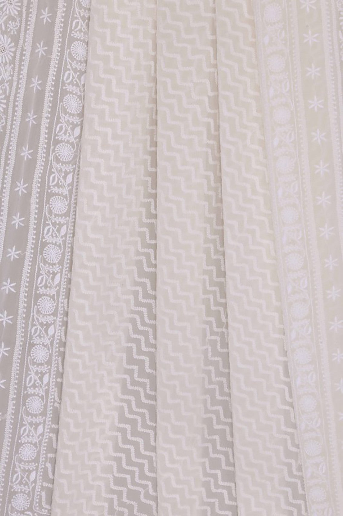 Ada Hand Embroidered Off White Pure Georgette Lucknowi Chikankari Dupatta  A615502