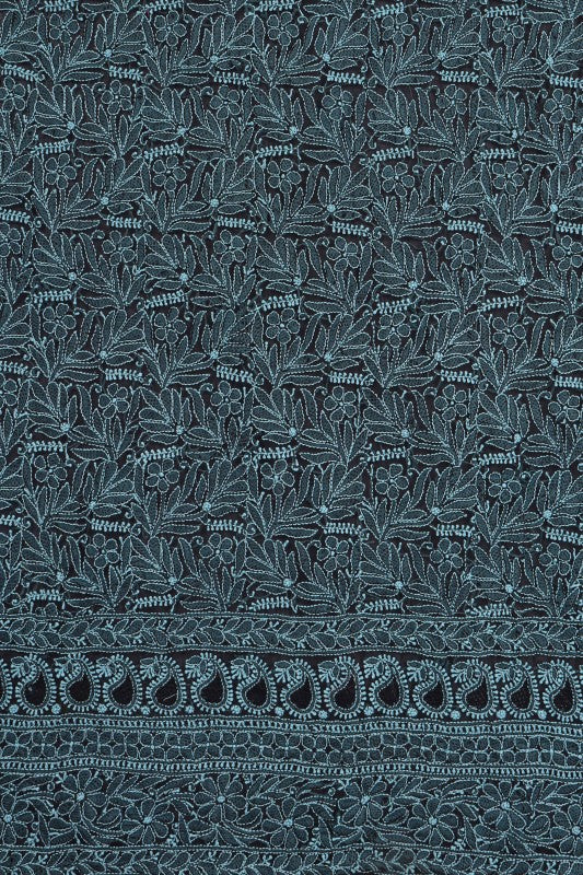 Ada Hand Embroidered Black Georgette Lucknowi Chikankari Unstitched Suit Piece 01A120728