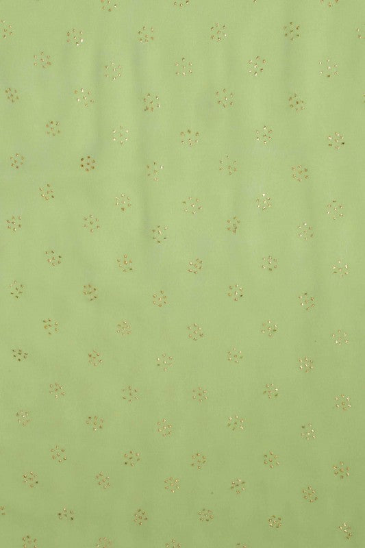 Ada Hand Embroidered Pear Green Georgette Lucknowi Chikan Unstitched Kurta Piece With Muqaish Work A321162