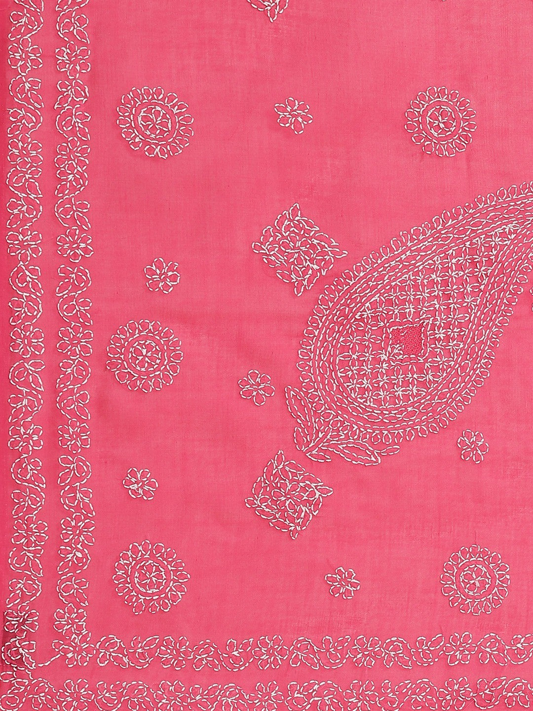 Ada Hand Embroidered Magenta Cotton Lucknow Chikan Saree With Blouse A311183
