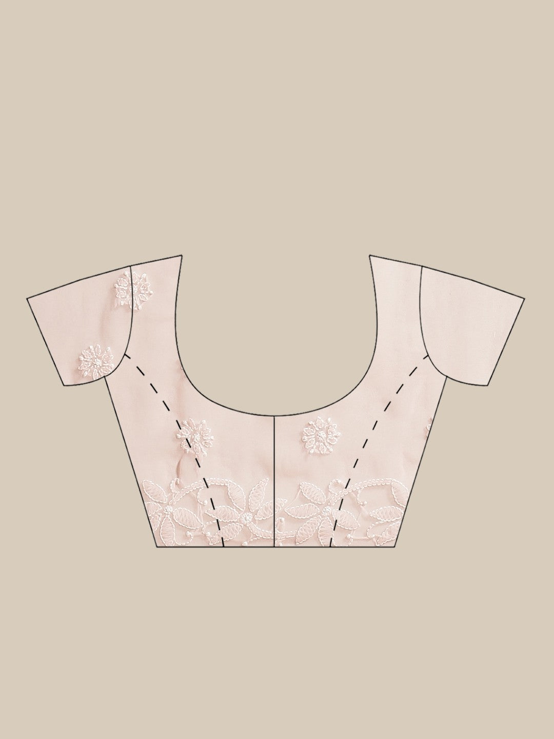 Ada Hand Embroidered Peach Georgette Lucknow Chikan Saree With Blouse-A452096