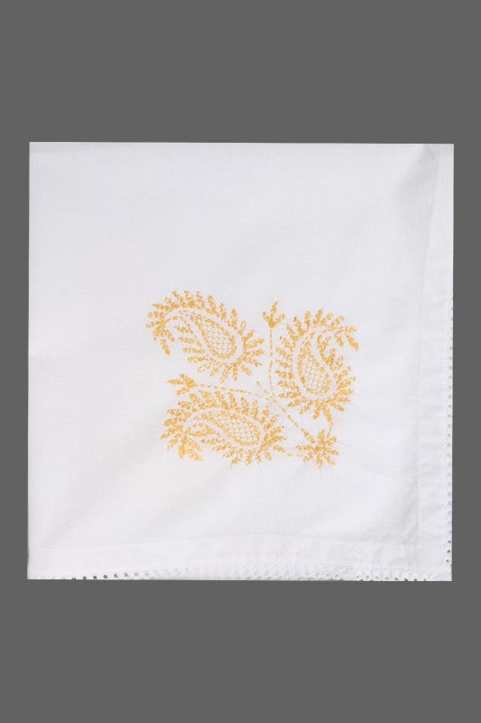 Ada Hand Embroidered White Cotton Lucknowi Chikankari Napkin Set 01A141661