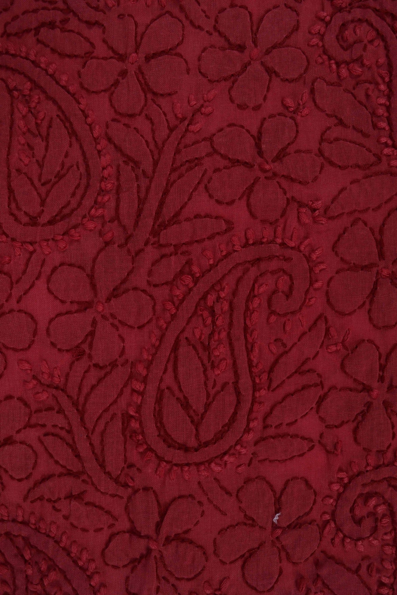 Ada Hand Embroidered Maroon Cotton Lucknowi Chikankari Unstitched Suit Piece 01A177890