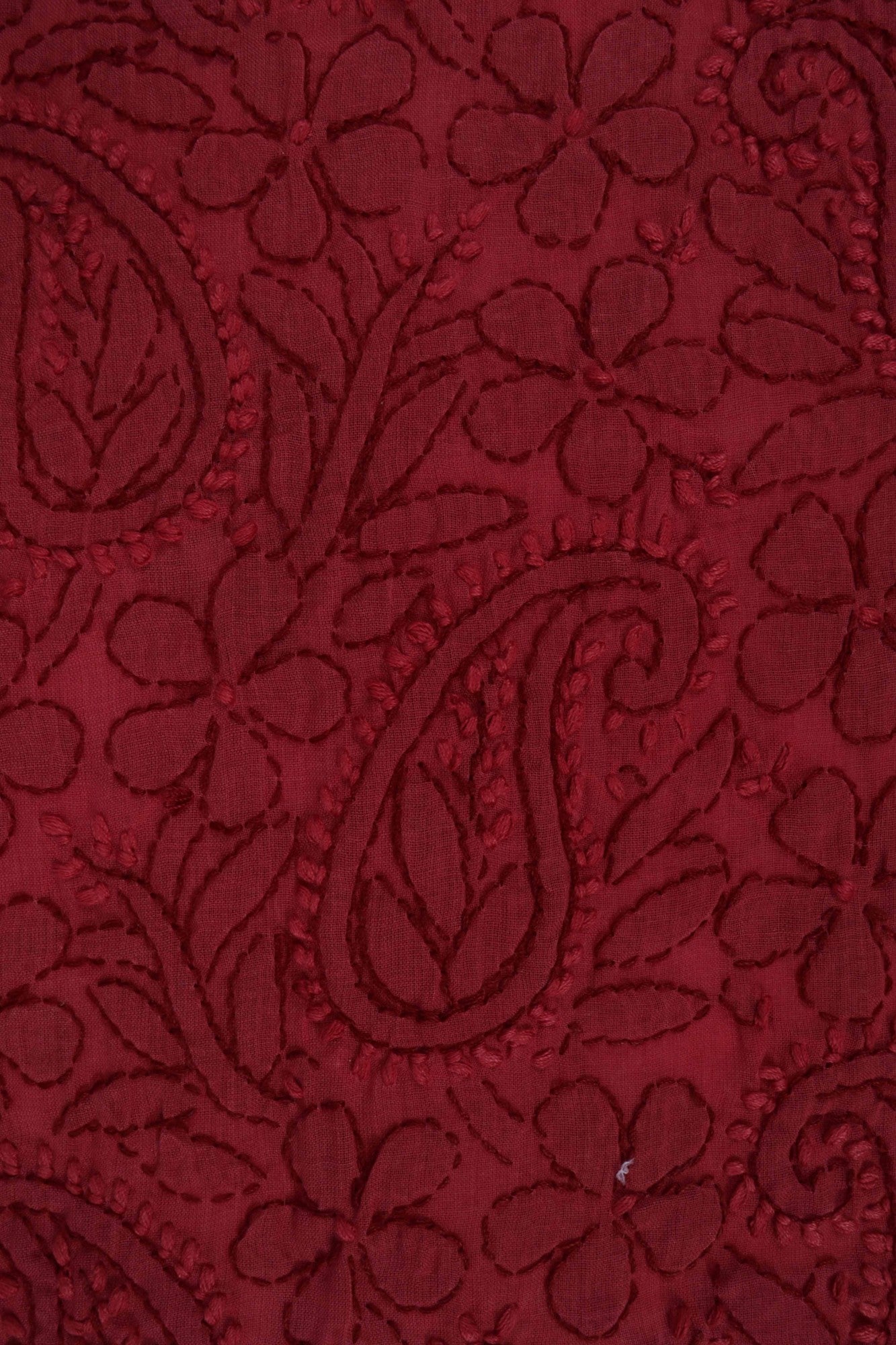 Ada Hand Embroidered Maroon Cotton Lucknowi Chikankari Unstitched Suit Piece 01A177890