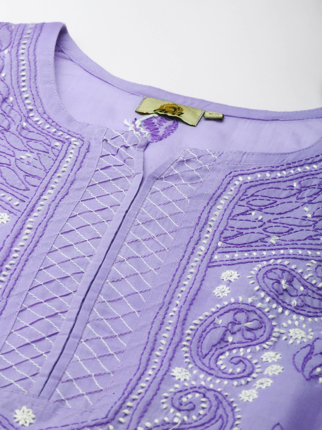 Ada Hand Embroidered Mauve Cotton Lucknowi Chikankari Straight Kurta A223893