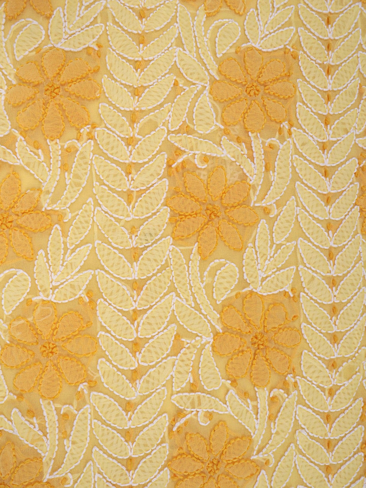 Ada Hand Embroidered Yellow Georgette Lucknowi Chikankari Unstitched Suit Piece With Parsi Work 01A196707