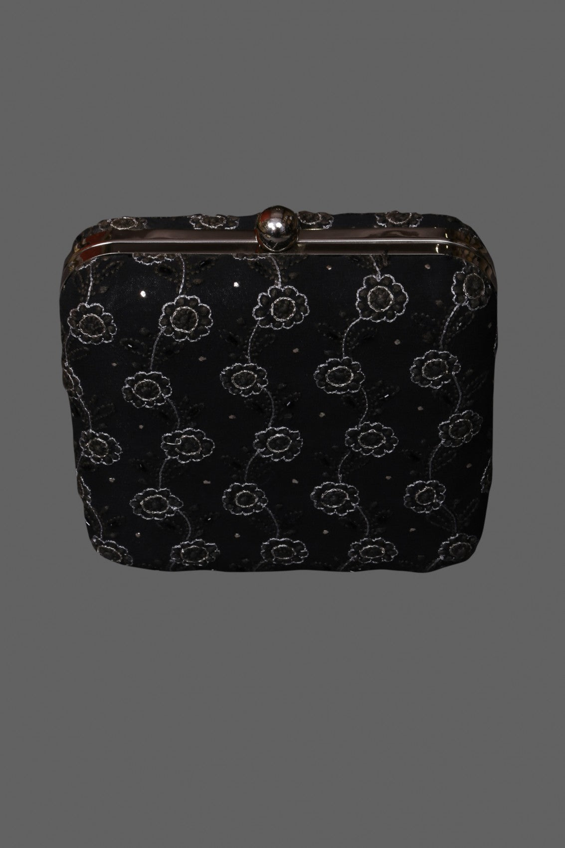 Ada Hand Embroidered Black Pure Georgette Lucknowi Chikankari Clutch With Muqaish Work A606042