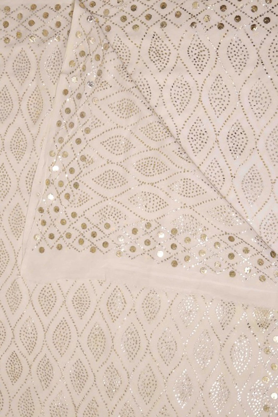 Ada Hand Embroidered White Pure Georgette Lucknowi Chikankari Dupatta With Muqaish Work A604502