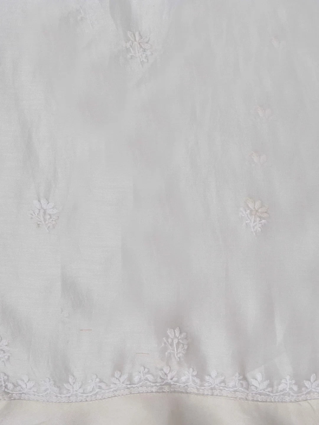 Ada Hand Embroidered Off White Chanderi Lucknowi Chikankari Unstitched Kurta Piece 01A248290