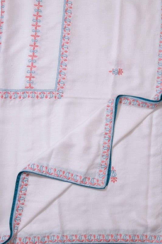 Ada Hand Embroidered White Cotton Lucknowi Chikankari Table Cover - A355753