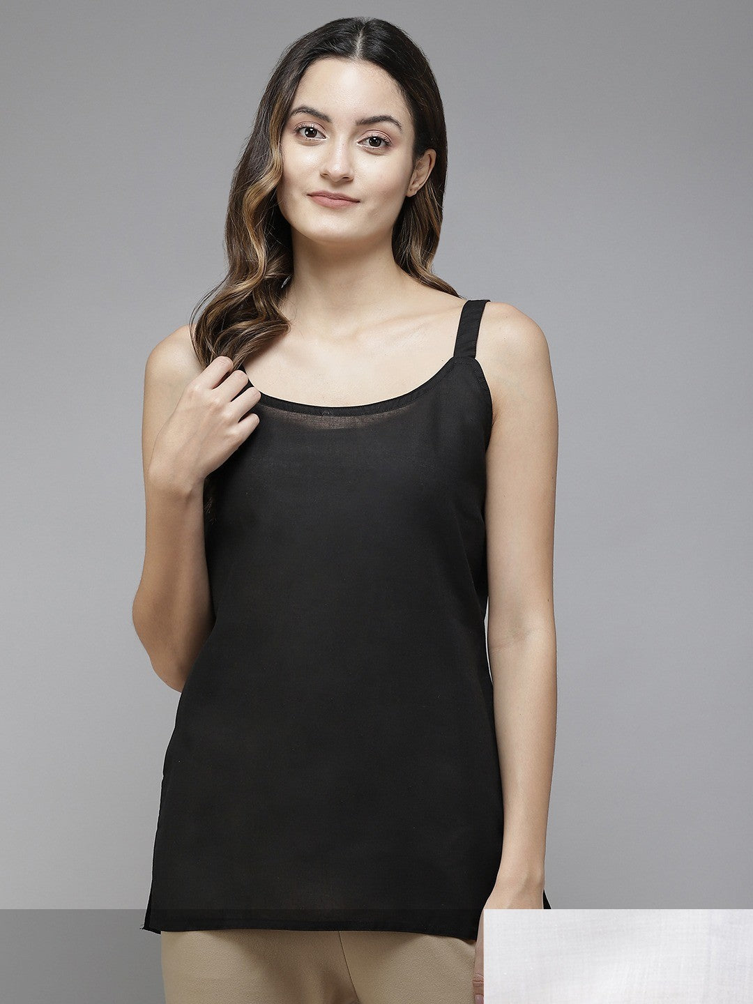 Ada White & Black  Cotton Short Slips Combo of 2 A111179.