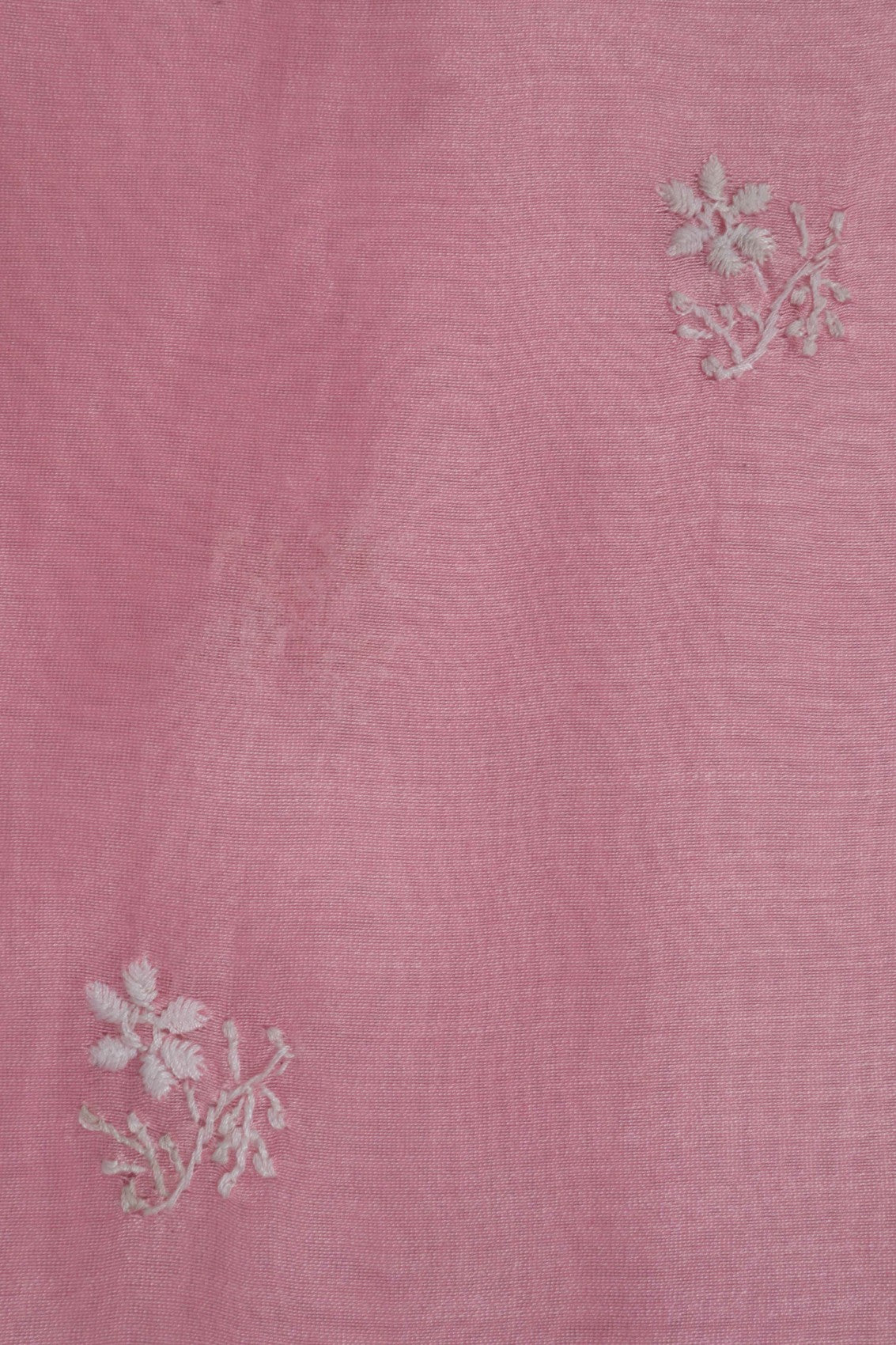 Ada Hand Embroidered Powder Pink Chanderi Lucknowi Chikankari Semi-Stitched Anarkali Kurta Dupatta Set 01A248289