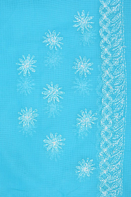 Ada Hand Embroidered Blue Kota Lucknowi Chikankari Saree With Blouse A565564