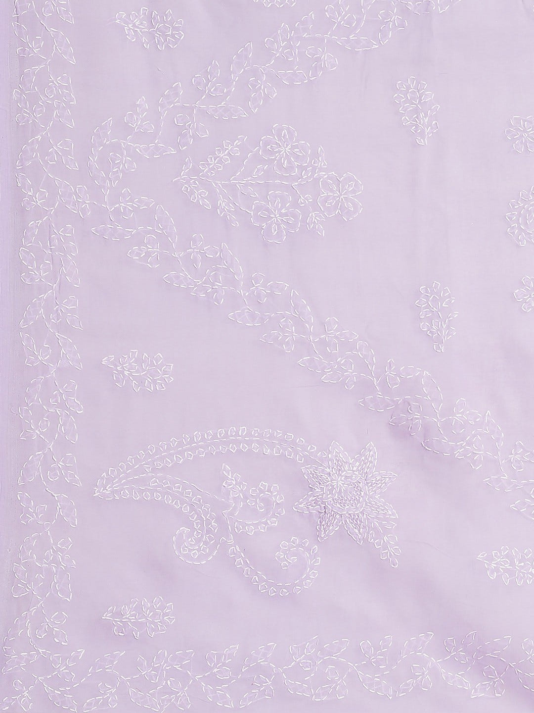 Ada Hand Embroidered Mauve Cotton Lucknow Chikan Saree With Blouse- A311188