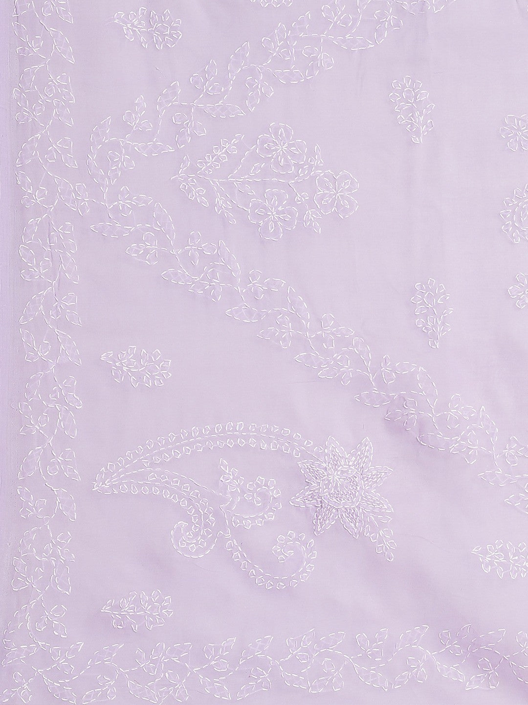 Ada Hand Embroidered Mauve Cotton Lucknow Chikan Saree With Blouse- A311188