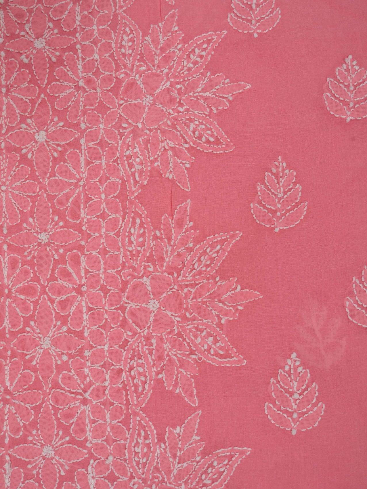 Ada Hand Embroidered Carrot Pink Cotton Lucknowi Chikankari Unstitched Suit Piece 01A204086